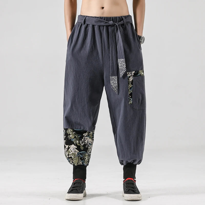 Pantalon Japonais Motifs Traditionnels Ample