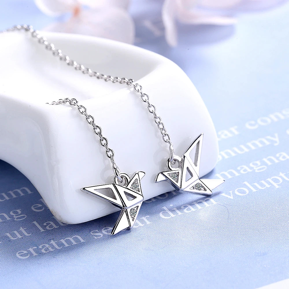 Boucle d'oreille japonais pendante Grue origami