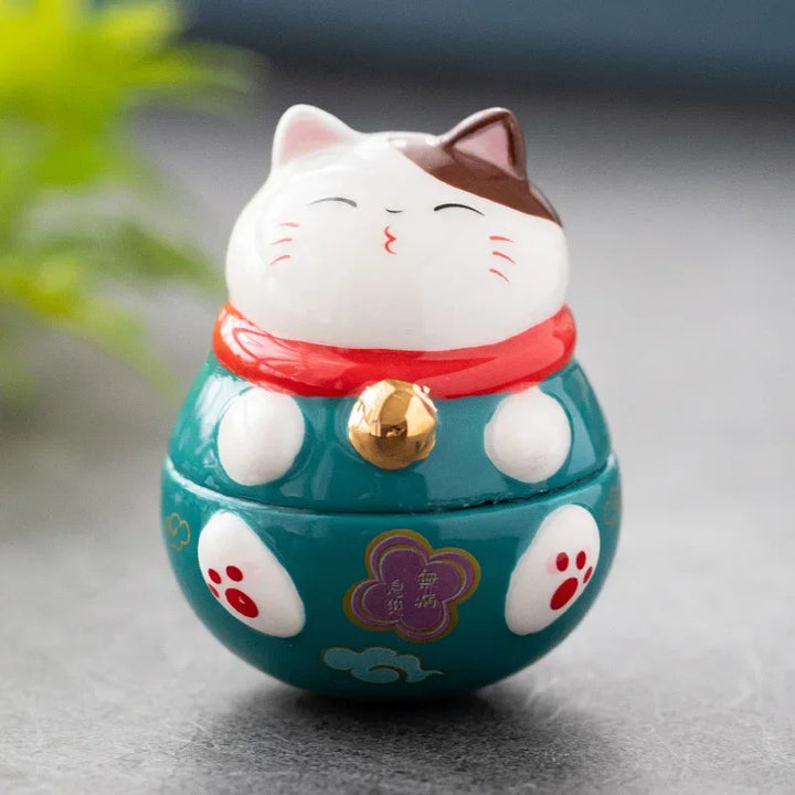 Japanese ceramic cat lucky charm