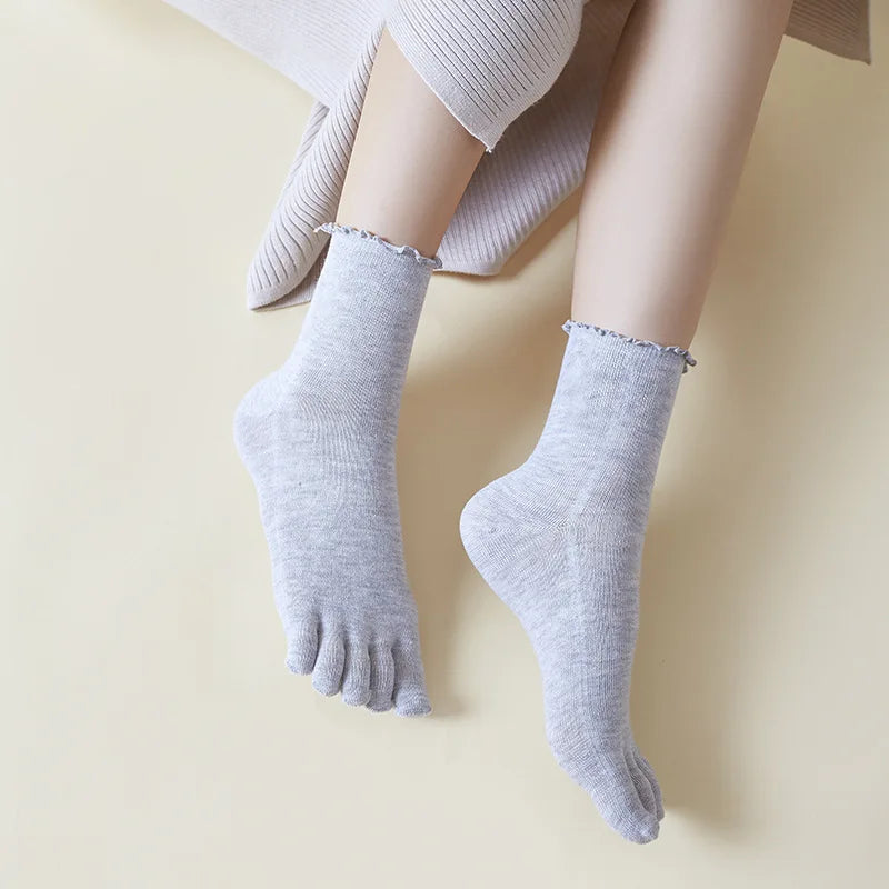 Chaussettes Japonaises Froufrous Grises Claires