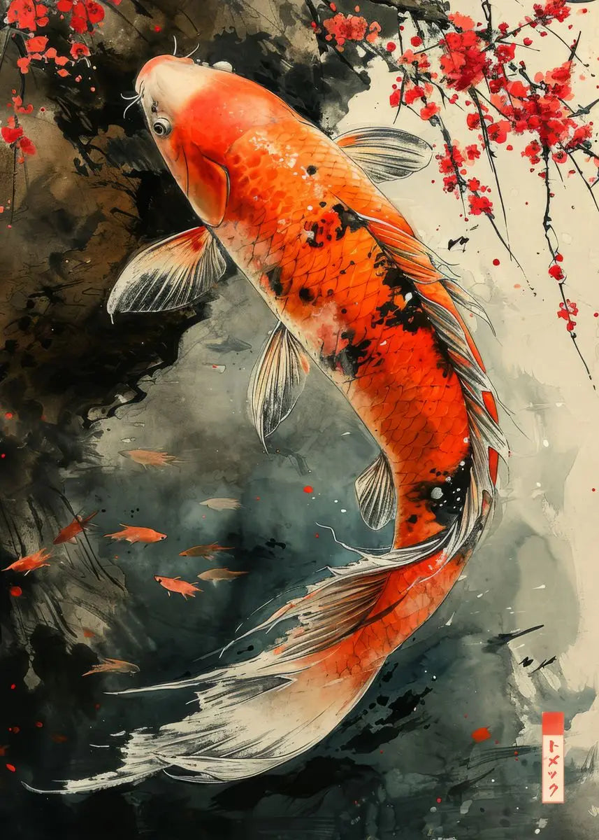 Affiche Japonaise sur Toile poisson