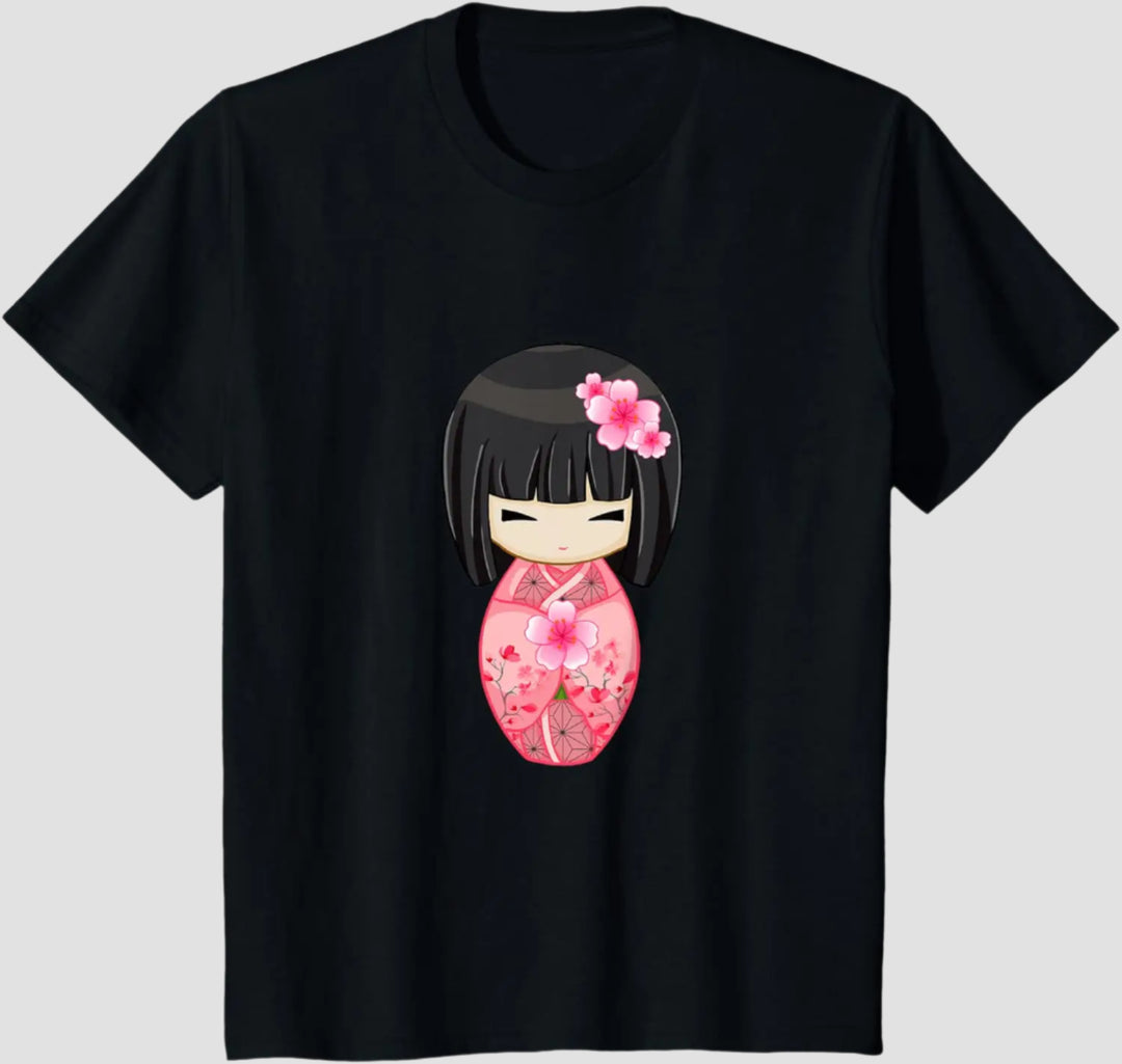 T-shirt Japonais Geisha Noir