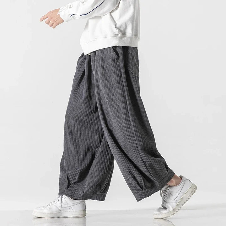Pantalon Japonais Ample en Velours Côtelé