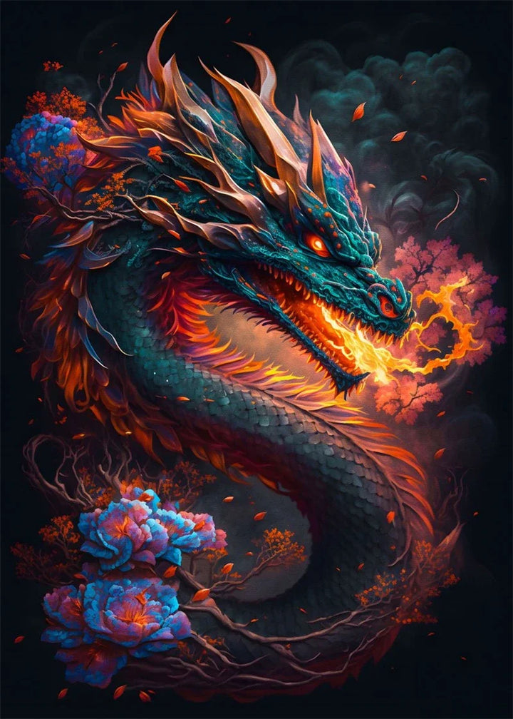 Tableau Dragon Japonais sombre