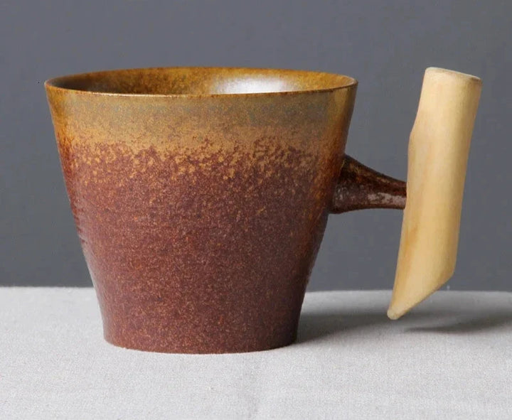 Japanese mug with wooden handle