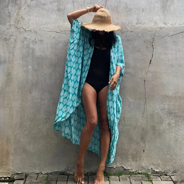 Kimono Long Eté Bleu Clair