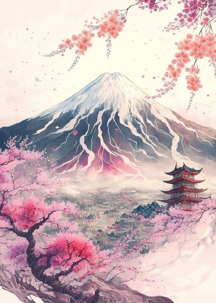 Tableau Japonais Montagne Fuji neige