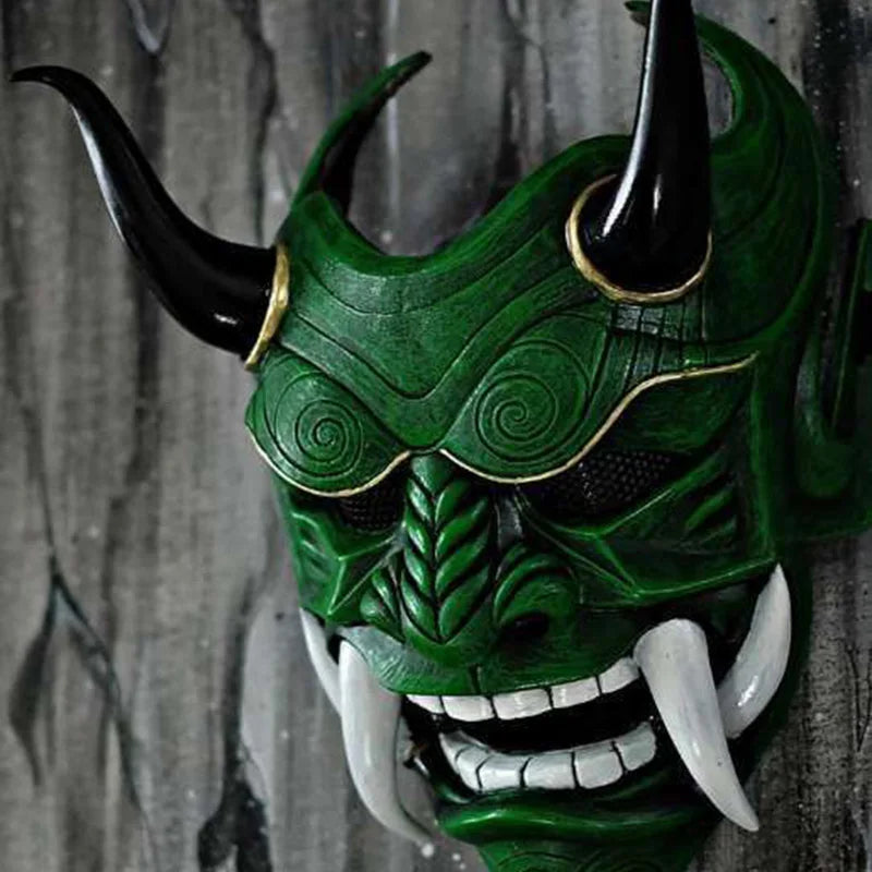 Masque demon japonais vert 