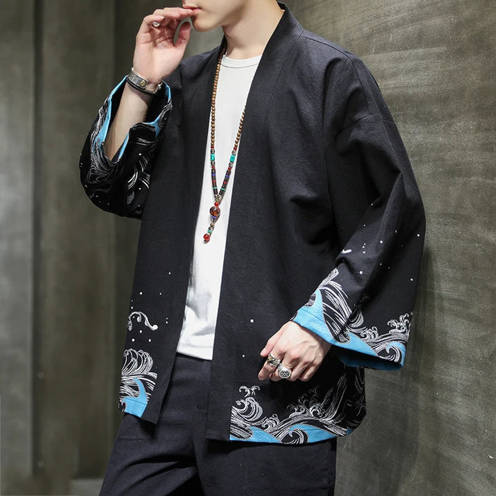 Veste Kimono Homme Kanagawa Coton