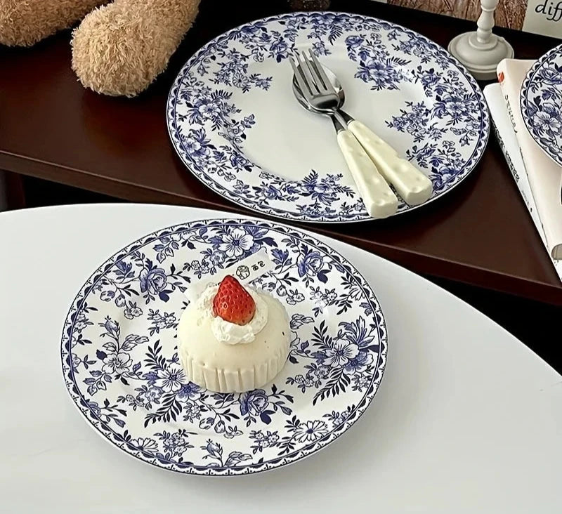 Assiette japonaise porcelaine bleu