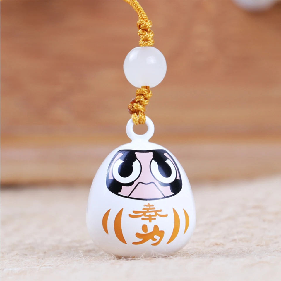 Porte-clef Japonais Pendentif Daruma blanc