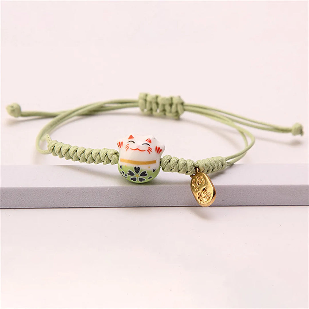 Bracelet Chat Japonais corde vert