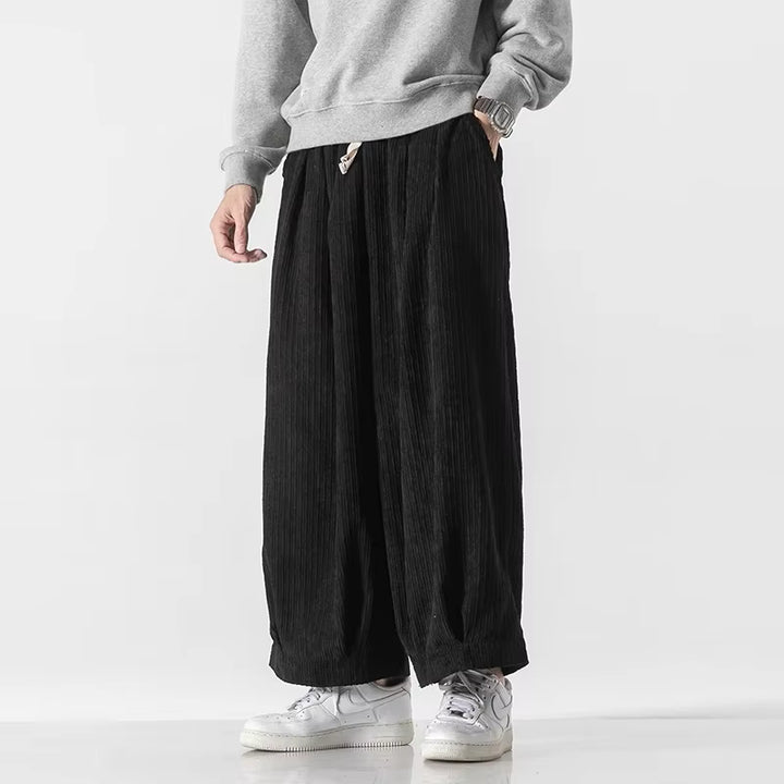 Pantalon Japonais Ample en Velours Côtelé