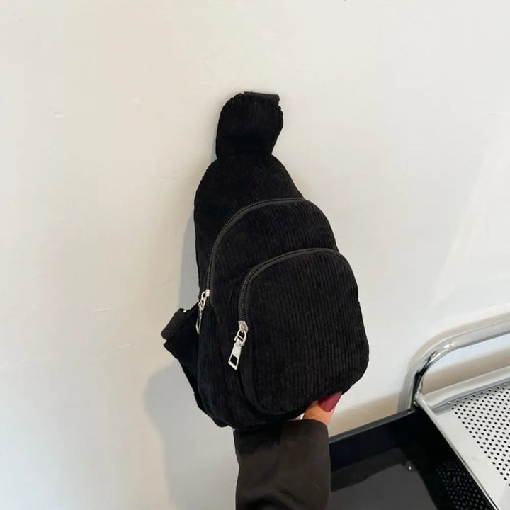 Petit Sac Japonais en Velours Côtelé Noir
