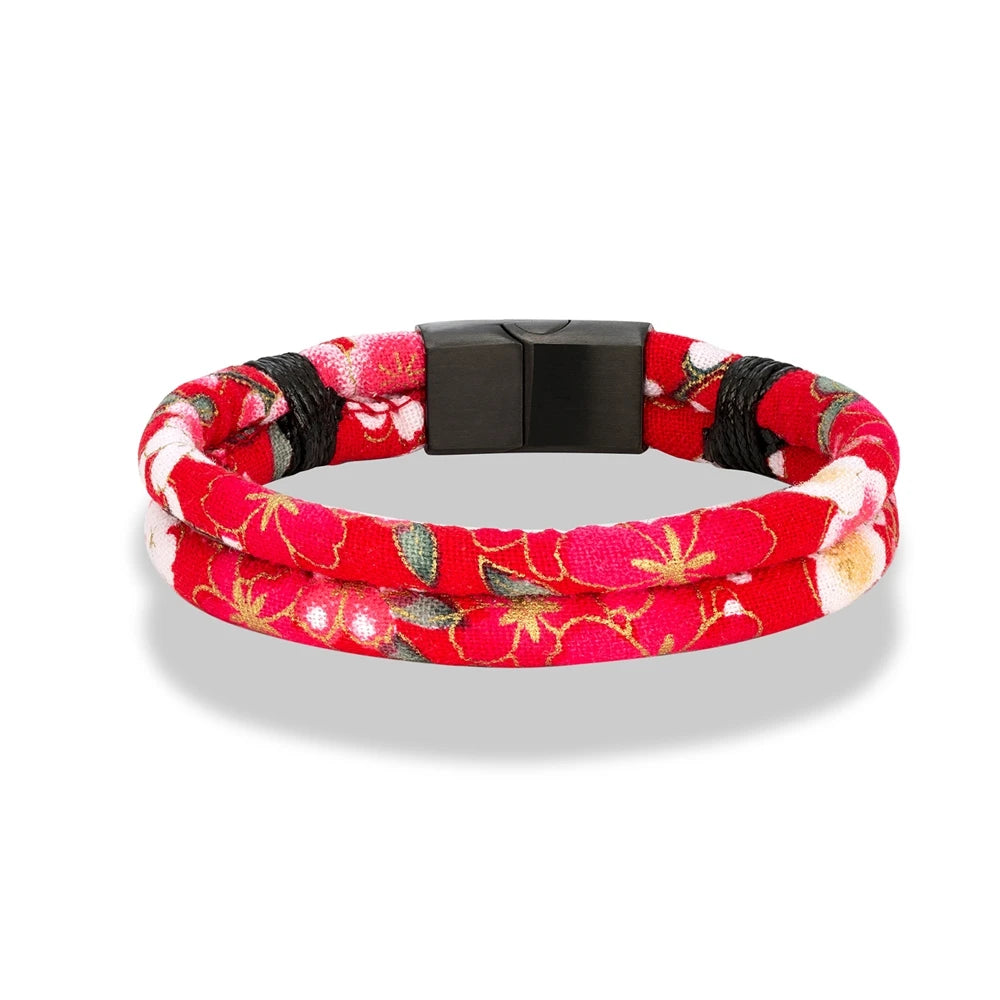 Bracelet tressé japonais rouge