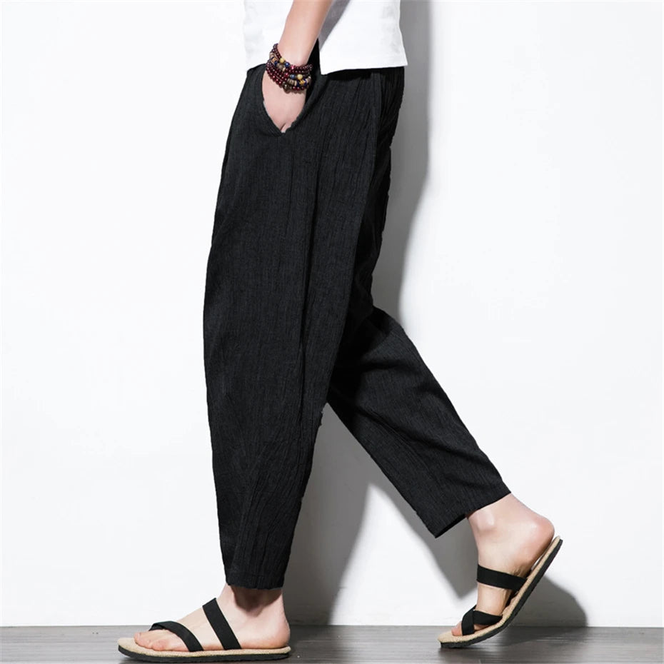 Pantalon Japonais Lin Respirant noir