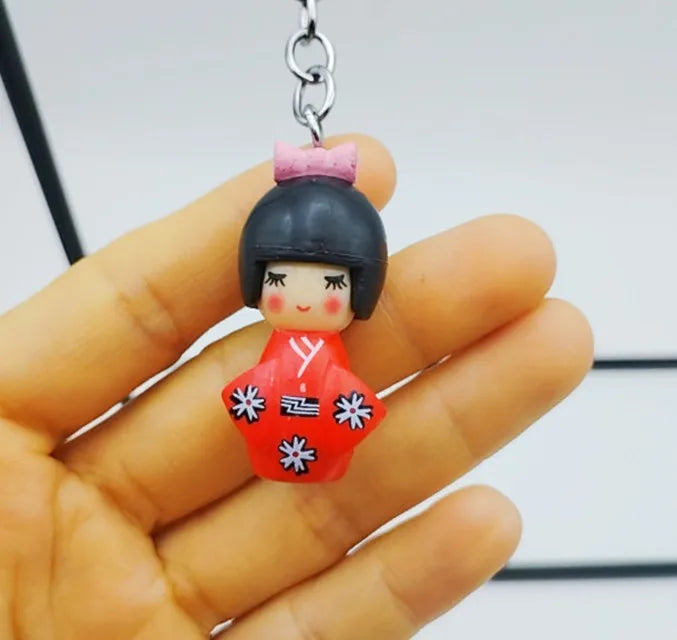 Porte-clef Japonais style KOKESHI rouge