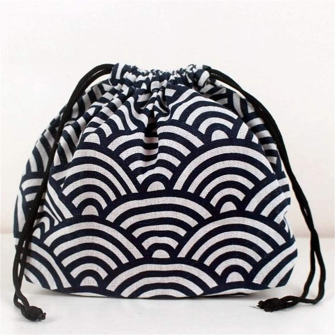 Sac rangement boîte bento motif vague  kanagawa