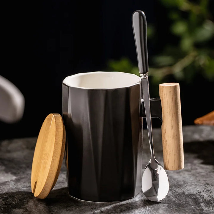 Mug Japonais Épuré Noir avec cuillère 