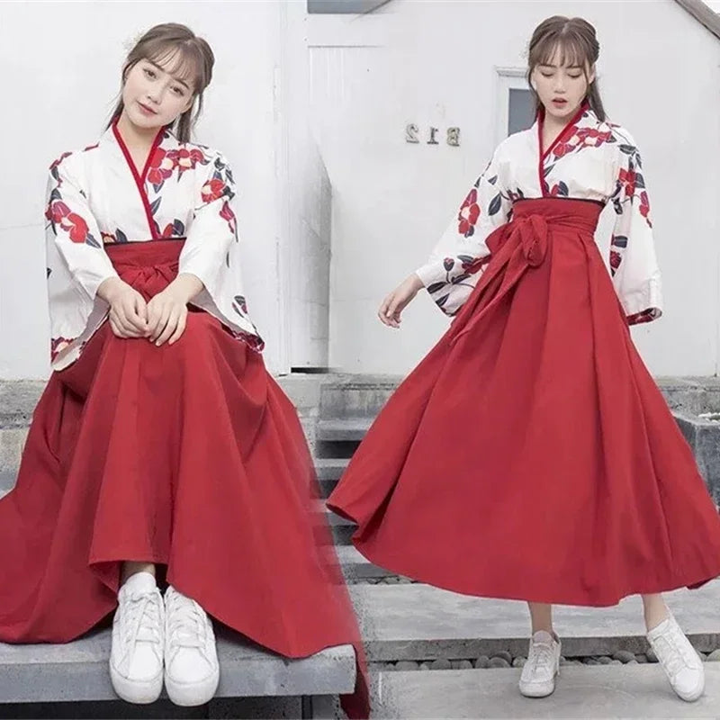 Jupe Japonaise de Kimono Rouge Longue