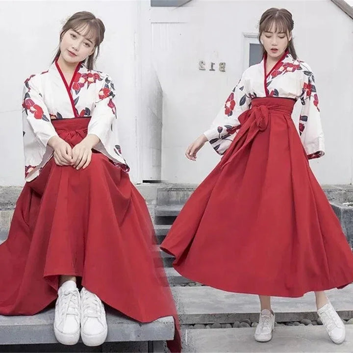 Jupe Japonaise de Kimono Rouge Longue