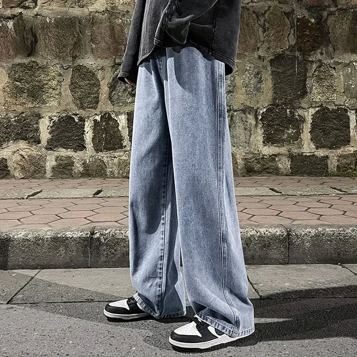 Pantalon Japonais Droit en Jean Bleu