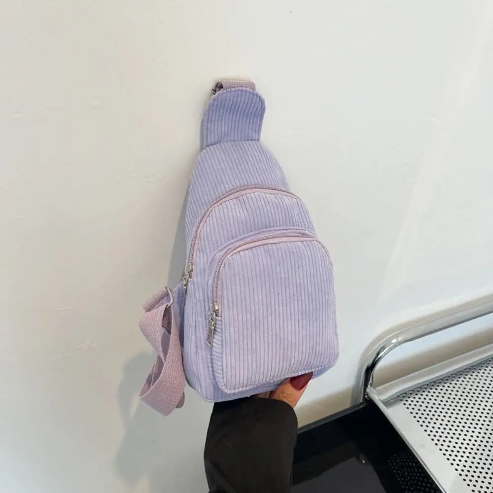 Petit Sac Japonais en Velours Côtelé Violet