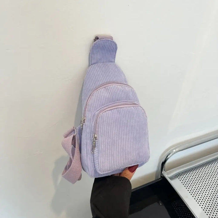 Petit Sac Japonais en Velours Côtelé Violet