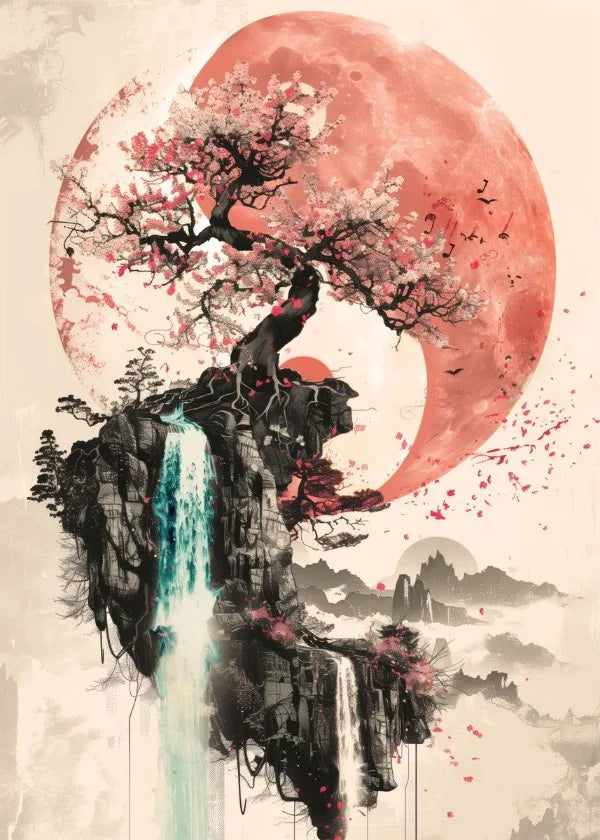 Tableau Japonais sur Toile cascade