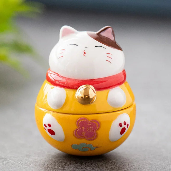 Japanese ceramic cat lucky charm