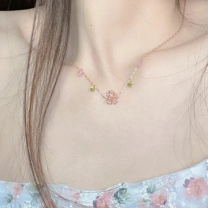 Collier Japonais Rose Fleur de cerisier