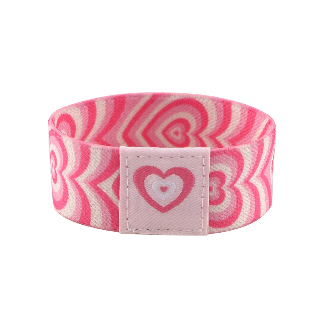 Bracelet élastique japonais motif cœur rose