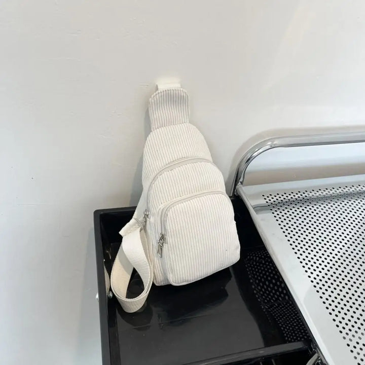 Petit Sac Japonais en Velours Côtelé Blanc