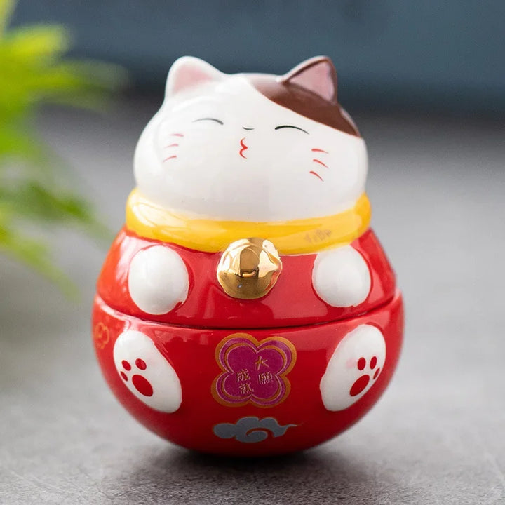 Japanese ceramic cat lucky charm