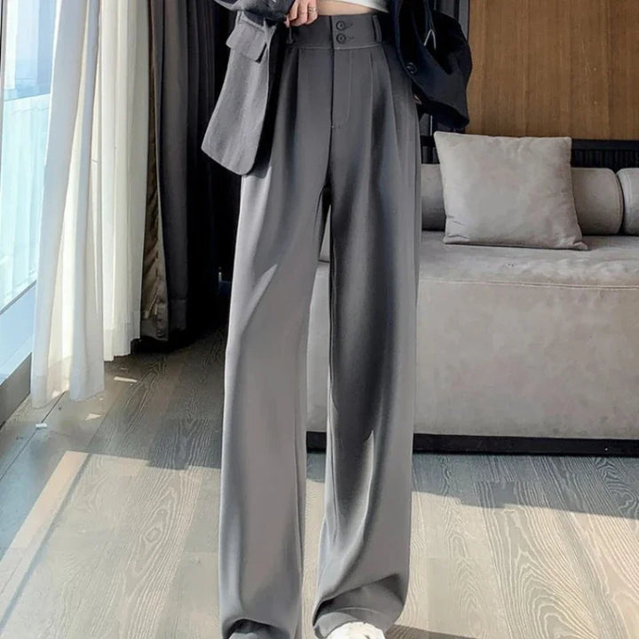 Pantalon Japonaise à Jambes Larges Femme gris