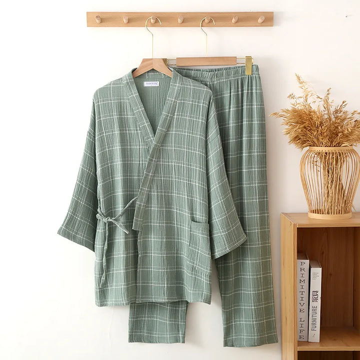 Jinbei Homme à Carreaux Vert