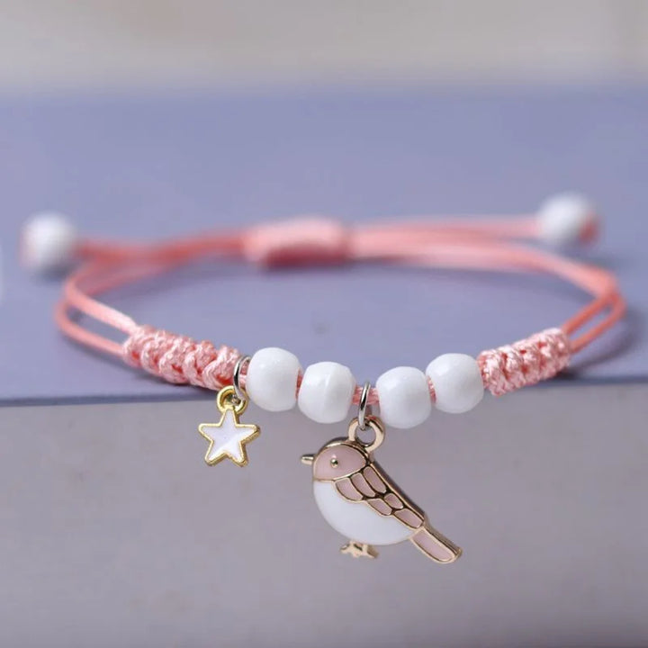 Bracelet perlé japonais oiseau porte-bonheur