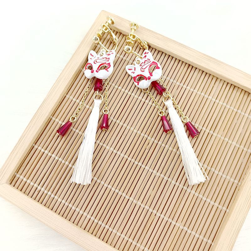 Boucles d'oreilles japonais Masque de Renard