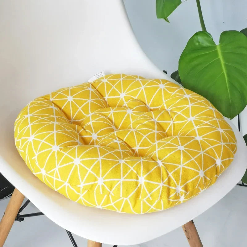 Coussin Rond Japonais à Motifs jaune