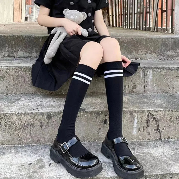 Chaussettes Écolières Japonaises Noir