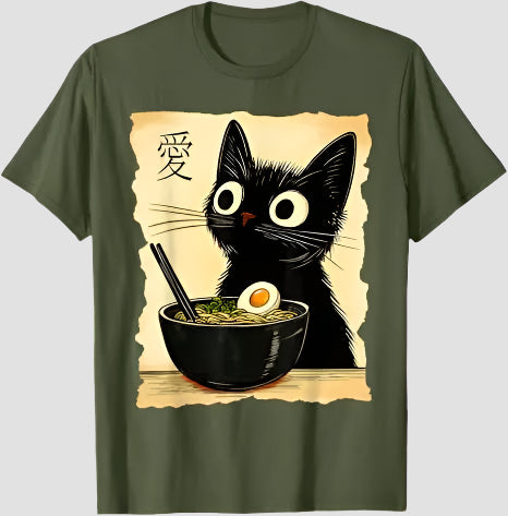 T-shirt Japonais Fun Vert Foncé