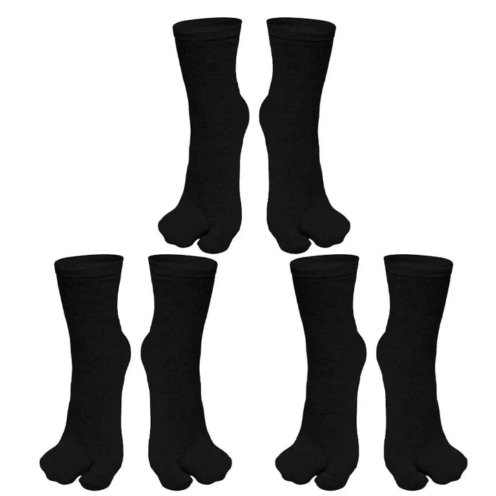 Chaussettes Japonaises Tabi Uni Noir 3 paires