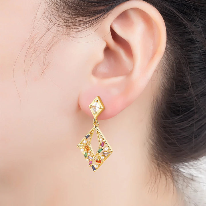 Boucles d'Oreilles Japonaises Perles de Zircon