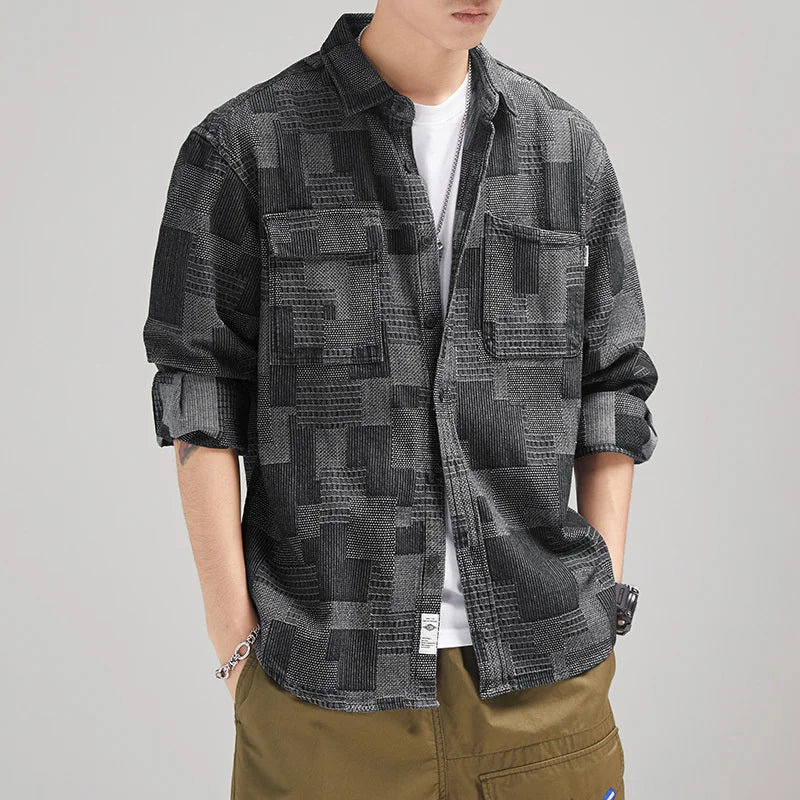 Chemise À Carreaux Japonaise Noire