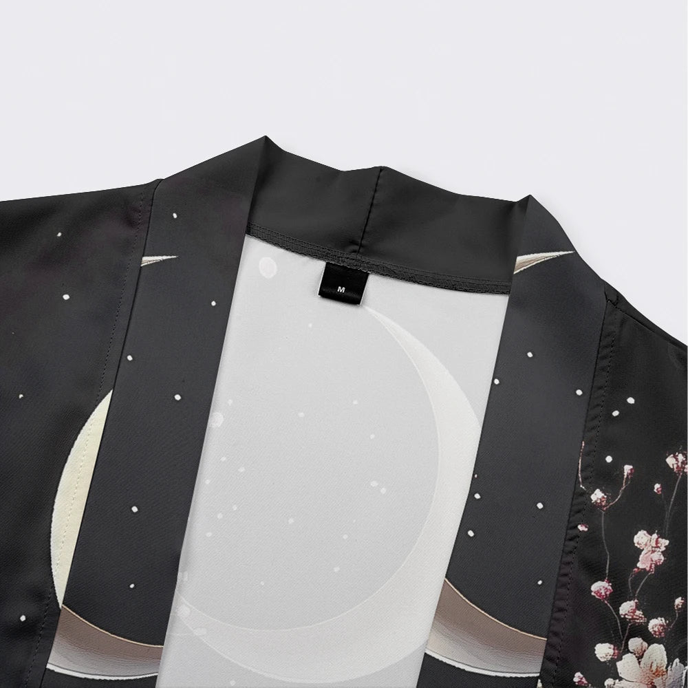 Veste Kimono Japonaise Femme Noir Sakura Qualité