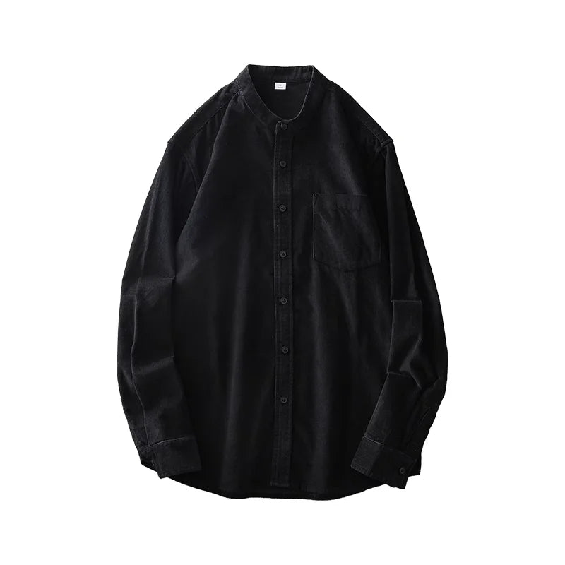 Chemise Japonaise En Velours Côtelé Noir