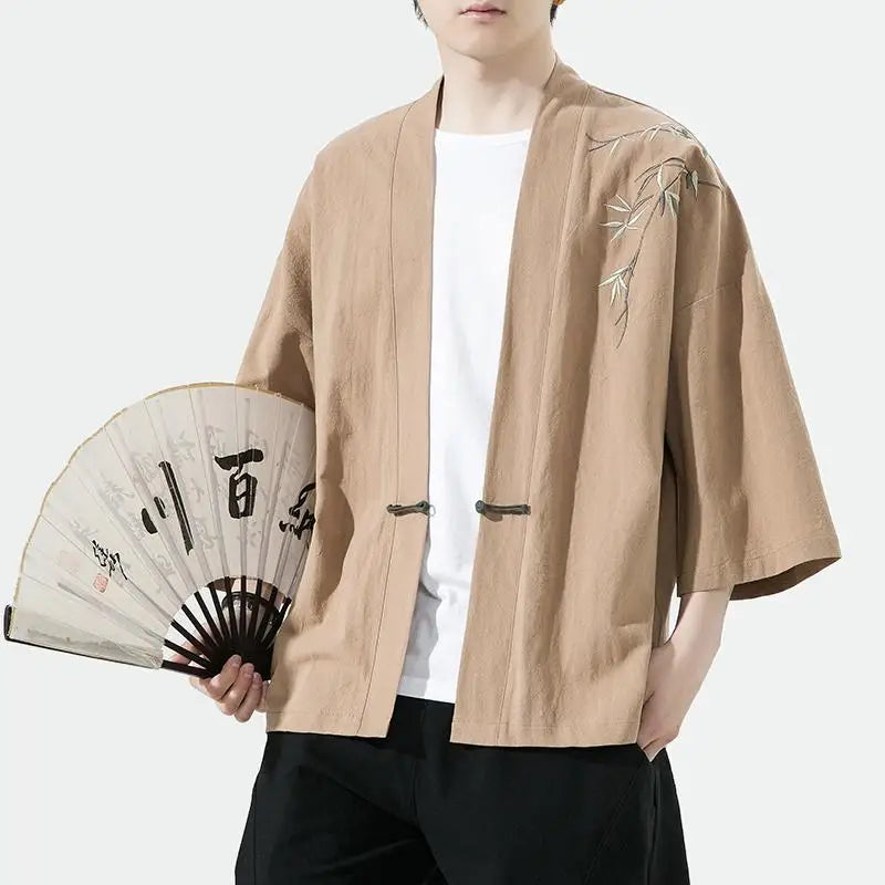 Veste Kimono Homme Brodée Décontracté