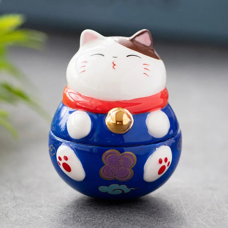 Japanese ceramic cat lucky charm