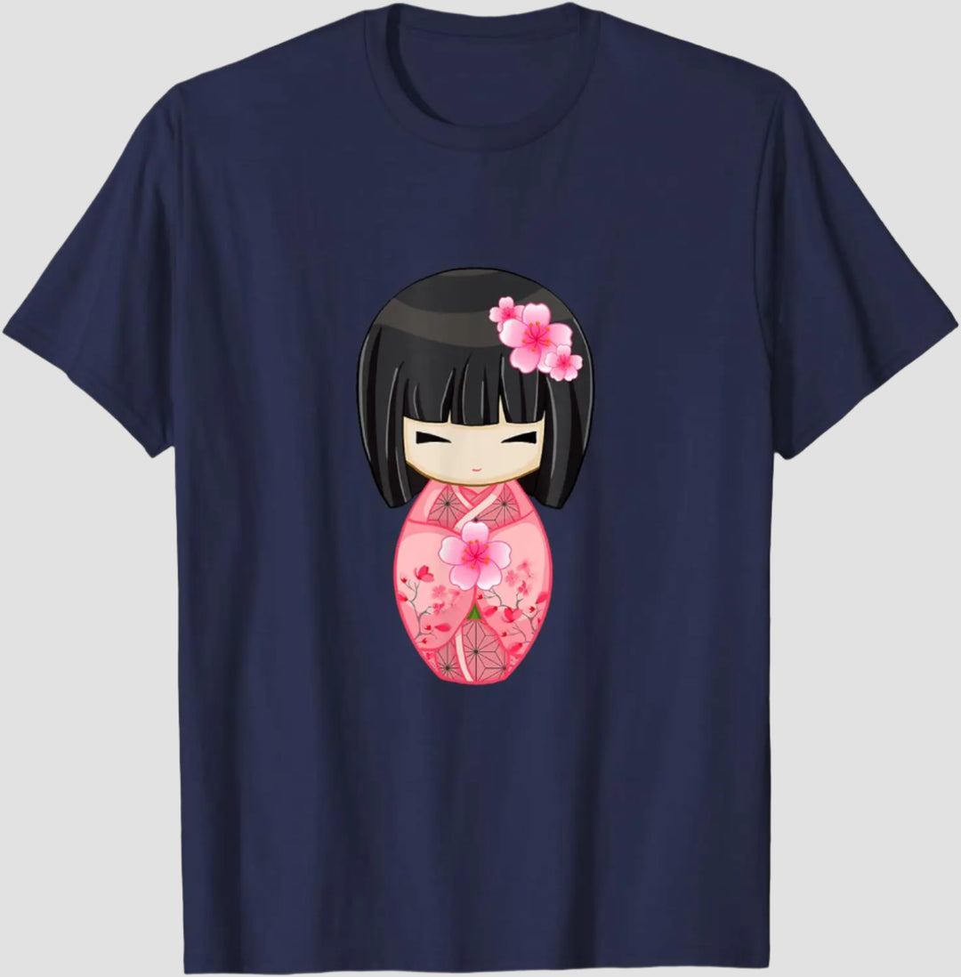 T-shirt Japonais Geisha Bleu Foncé