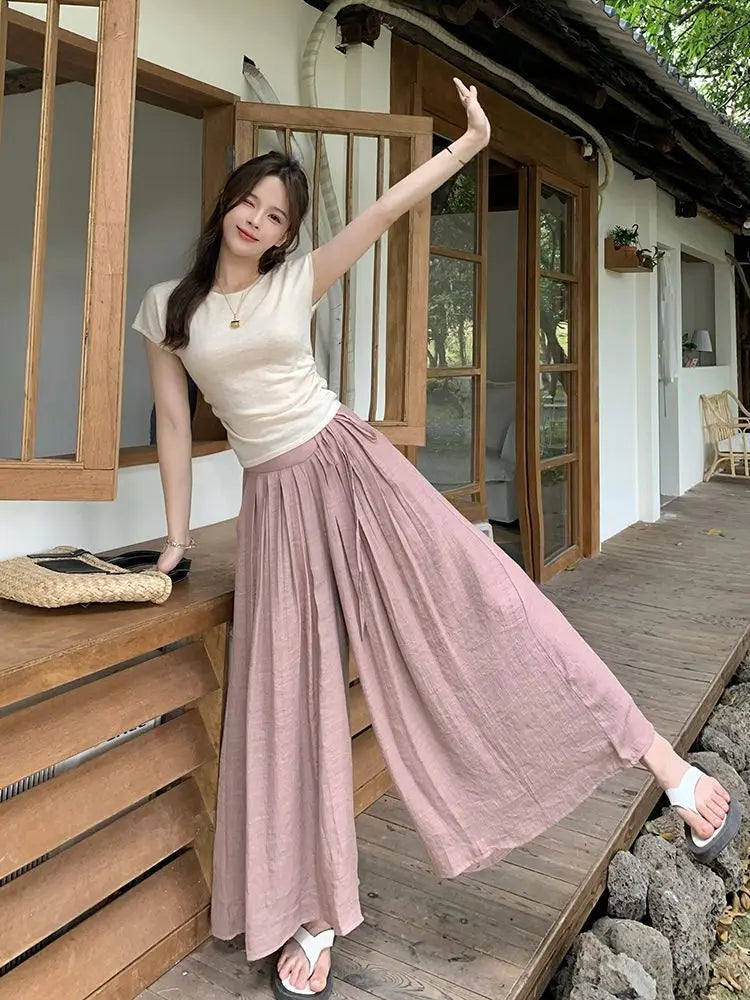 Pantalon Japonais Femme Léger Rose